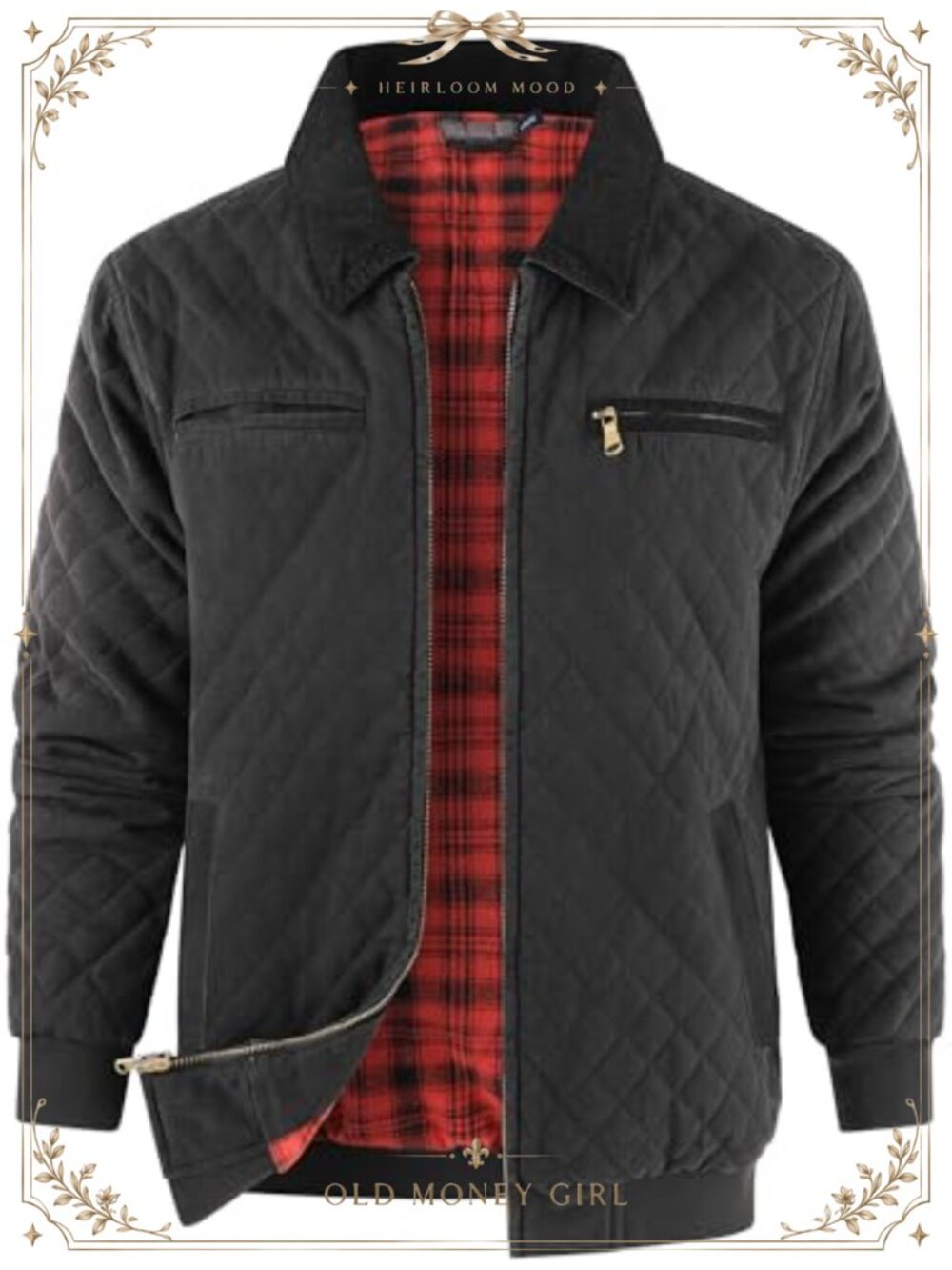 Quilted Canvas Plaid Flannel Lined Padded Jacket